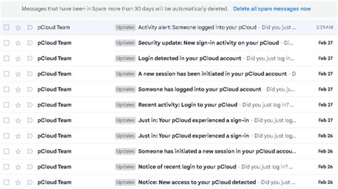 pcloud spam